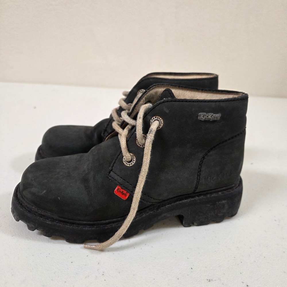 Kickers Kick Hi Black Nubuck Leather Chunky Lug Sole Ankle Boots Mens 9